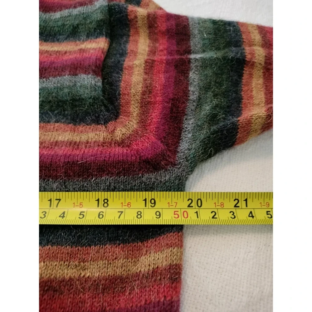 Novica 100% Alpaca Sweater Men Large Multicolor Striped Quarter Zip Pullover